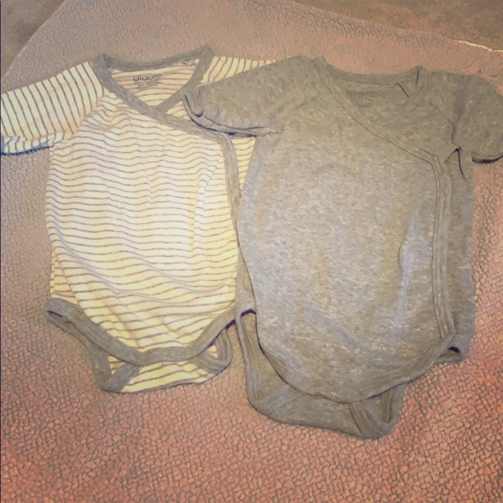 Kimono style onesies. Organic cotton